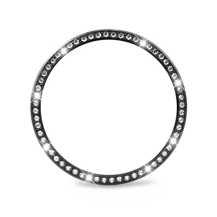 For Samsung Galaxy Watch8 40mm Diamond Bezel and Black Reverse Buckle Silicone Watch Band(Black Black) - Watch Bands by buy2fix | Online Shopping UK | buy2fix