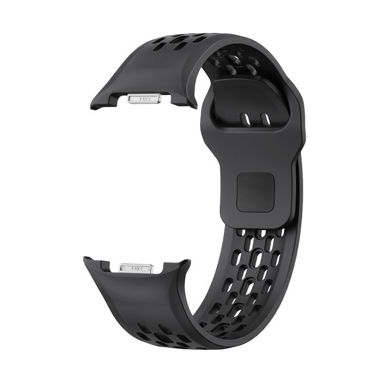For Samsung Galaxy Watch8 40mm Diamond Bezel and Black Reverse Buckle Silicone Watch Band(Black Black) - Watch Bands by buy2fix | Online Shopping UK | buy2fix
