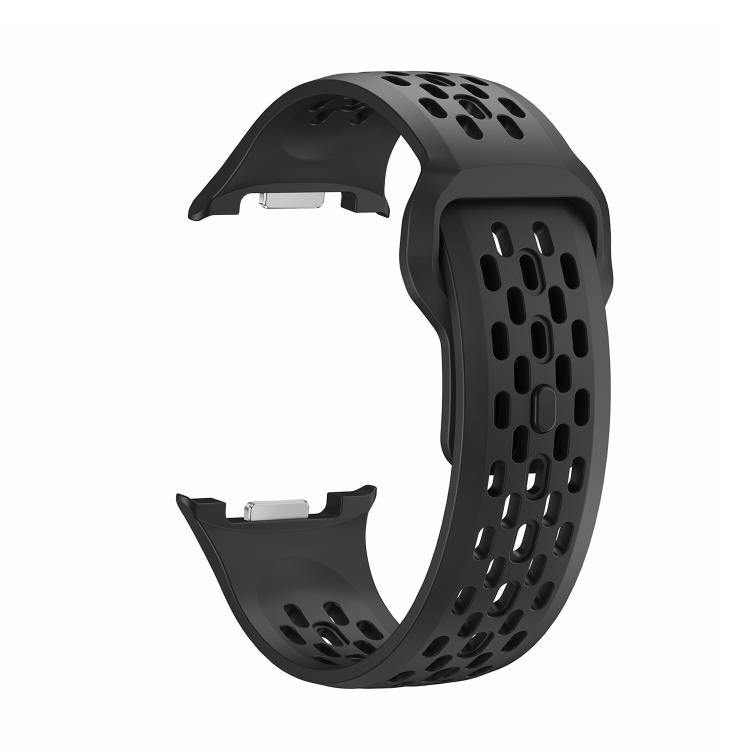 For Samsung Galaxy Watch8 40mm Diamond Bezel and Black Reverse Buckle Silicone Watch Band(Black Black) - Watch Bands by buy2fix | Online Shopping UK | buy2fix