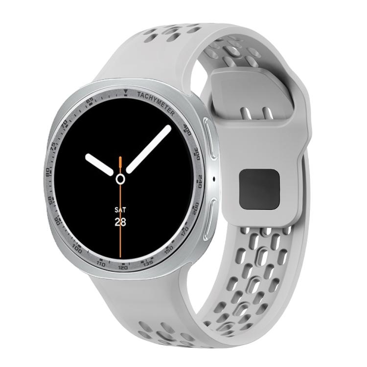 For Samsung Galaxy Watch8 44mm Speed Bezel and Black Reverse Buckle Silicone Watch Band(Gray Silver) - Watch Bands by buy2fix | Online Shopping UK | buy2fix