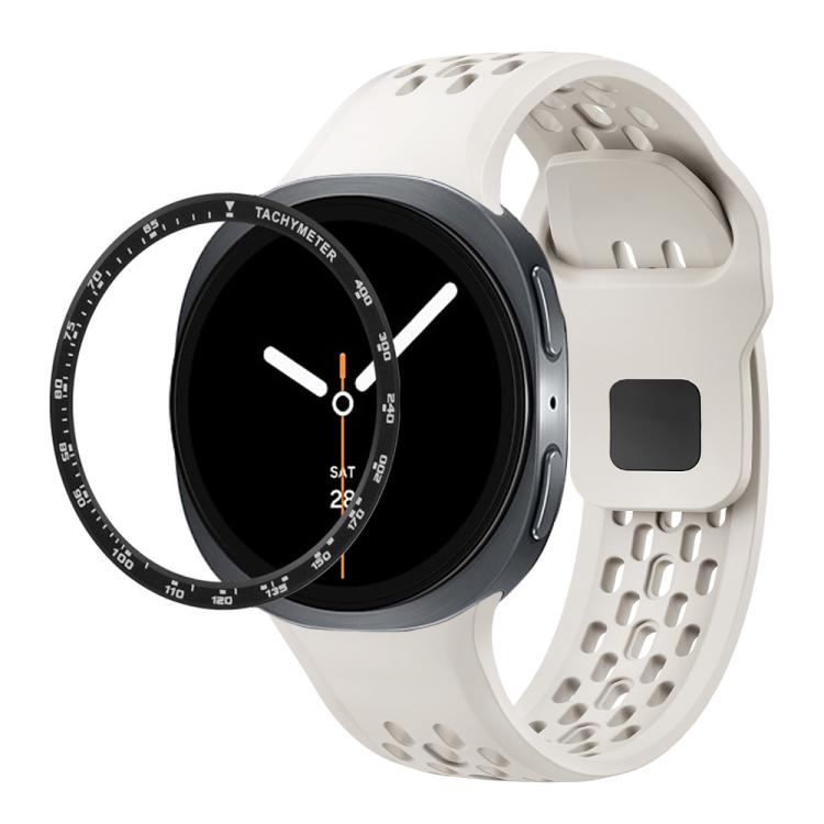 For Samsung Galaxy Watch8 44mm Speed Bezel and Black Reverse Buckle Silicone Watch Band(Beige Black) - Watch Bands by buy2fix | Online Shopping UK | buy2fix