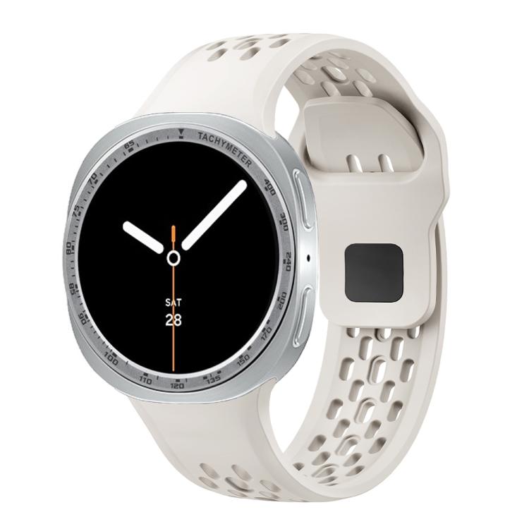 For Samsung Galaxy Watch8 40mm Speed Bezel and Black Reverse Buckle Silicone Watch Band(Beige Silver) - Watch Bands by buy2fix | Online Shopping UK | buy2fix