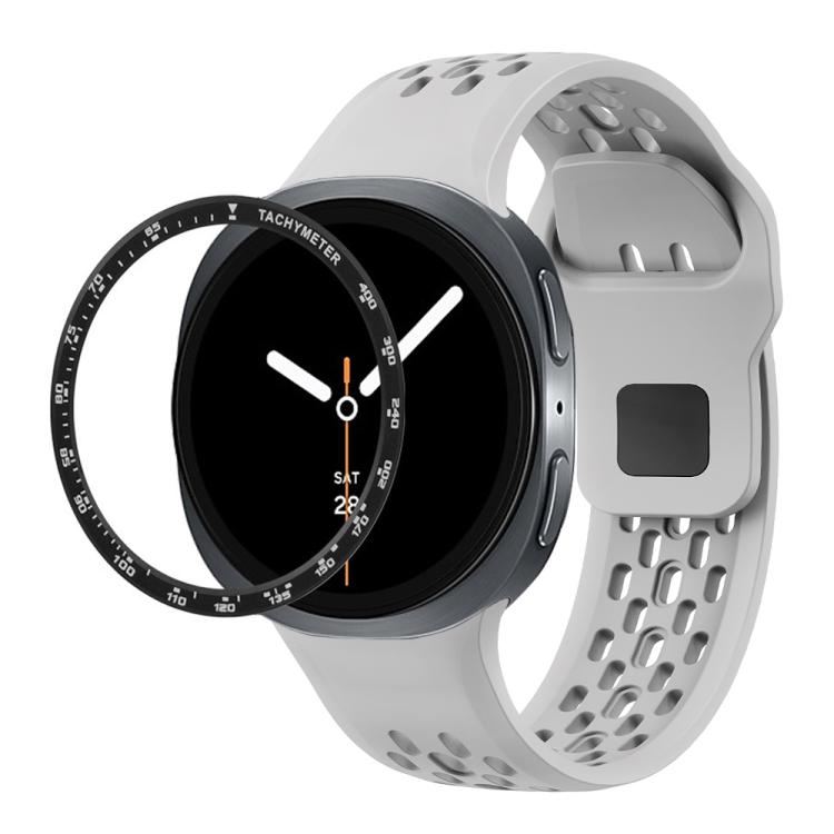 For Samsung Galaxy Watch8 40mm Speed Bezel and Black Reverse Buckle Silicone Watch Band(Gray Black) - Watch Bands by buy2fix | Online Shopping UK | buy2fix