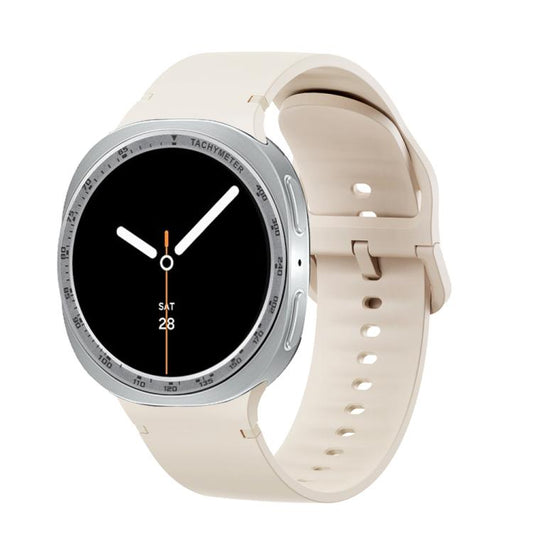 For Samsung Galaxy Watch8 44mm Speed Bezel and Solid Color Stitched Silicone Watch Band(Starlight Silver) - Watch Bands by buy2fix | Online Shopping UK | buy2fix