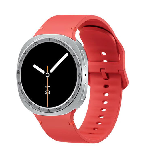 For Samsung Galaxy Watch8 44mm Speed Bezel and Solid Color Stitched Silicone Watch Band(Red Silver) - Watch Bands by buy2fix | Online Shopping UK | buy2fix