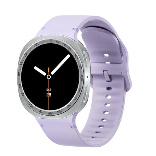 For Samsung Galaxy Watch8 44mm Speed Bezel and Solid Color Stitched Silicone Watch Band(Official Purple Silver) - Watch Bands by buy2fix | Online Shopping UK | buy2fix
