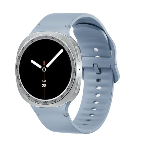 For Samsung Galaxy Watch8 44mm Speed Bezel and Solid Color Stitched Silicone Watch Band(Jewel Blue Silver) - Watch Bands by buy2fix | Online Shopping UK | buy2fix