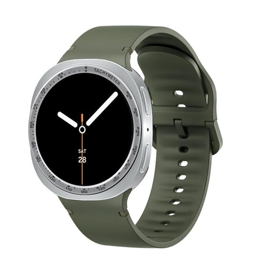 For Samsung Galaxy Watch8 44mm Speed Bezel and Solid Color Stitched Silicone Watch Band(Army Green Silver) - Watch Bands by buy2fix | Online Shopping UK | buy2fix