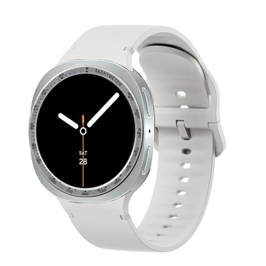 For Samsung Galaxy Watch8 40mm Speed Bezel and Solid Color Stitched Silicone Watch Band(Lime White Silver) - Watch Bands by buy2fix | Online Shopping UK | buy2fix