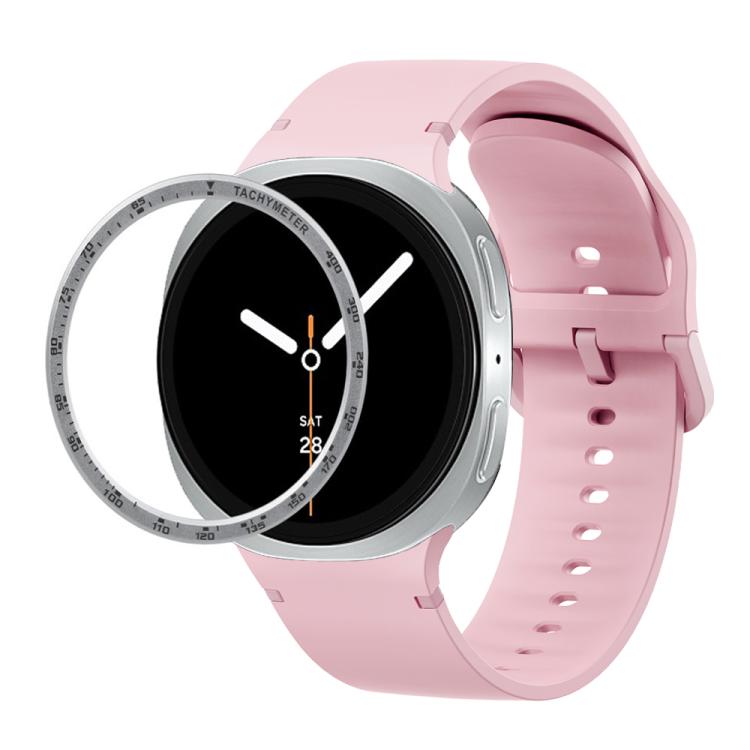 For Samsung Galaxy Watch8 40mm Speed Bezel and Solid Color Stitched Silicone Watch Band(Light Pink Silver) - Watch Bands by buy2fix | Online Shopping UK | buy2fix