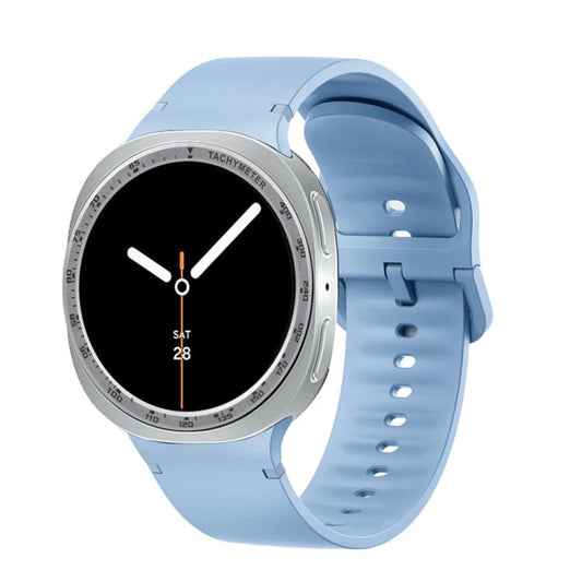 For Samsung Galaxy Watch8 40mm Speed Bezel and Solid Color Stitched Silicone Watch Band(Light Blue Silver) - Watch Bands by buy2fix | Online Shopping UK | buy2fix