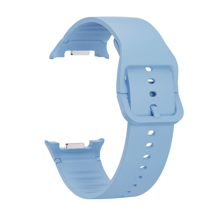 For Samsung Galaxy Watch8 40mm Speed Bezel and Solid Color Stitched Silicone Watch Band(Light Blue Silver) - Watch Bands by buy2fix | Online Shopping UK | buy2fix
