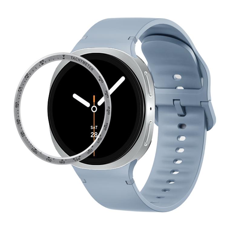 For Samsung Galaxy Watch8 40mm Speed Bezel and Solid Color Stitched Silicone Watch Band(Jewel Blue Silver) - Watch Bands by buy2fix | Online Shopping UK | buy2fix