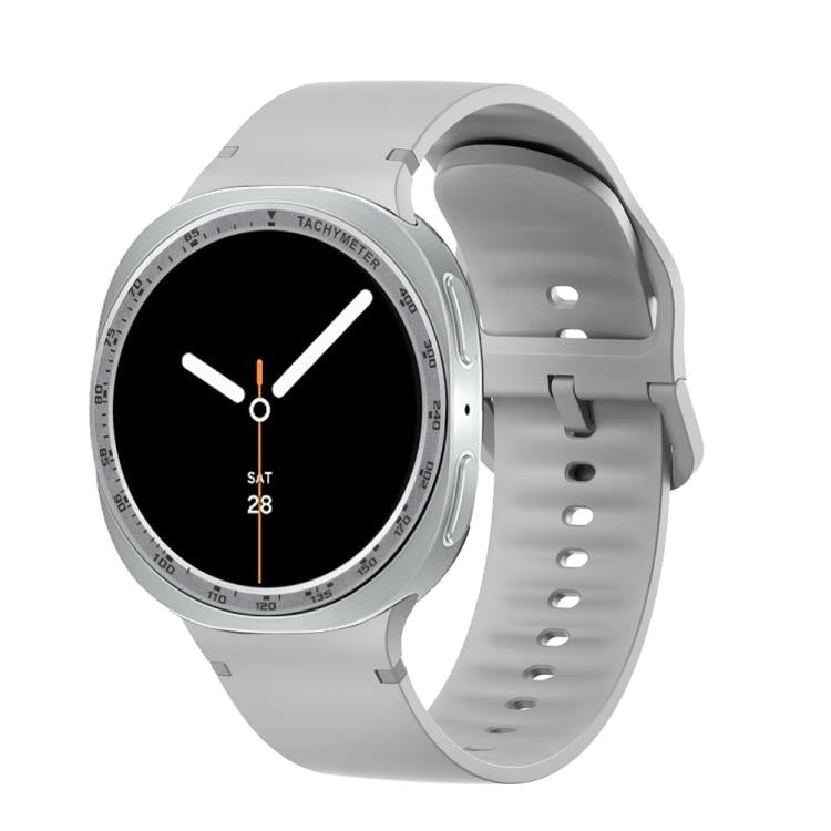 For Samsung Galaxy Watch8 40mm Speed Bezel and Solid Color Stitched Silicone Watch Band(Gray Silver) - Watch Bands by buy2fix | Online Shopping UK | buy2fix