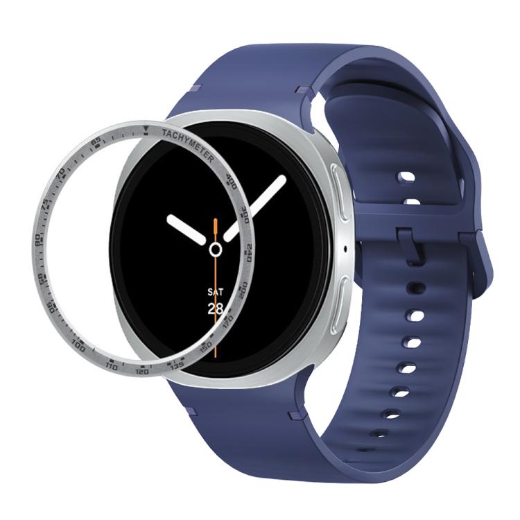For Samsung Galaxy Watch8 40mm Speed Bezel and Solid Color Stitched Silicone Watch Band(Midnight Blue Silver) - Watch Bands by buy2fix | Online Shopping UK | buy2fix