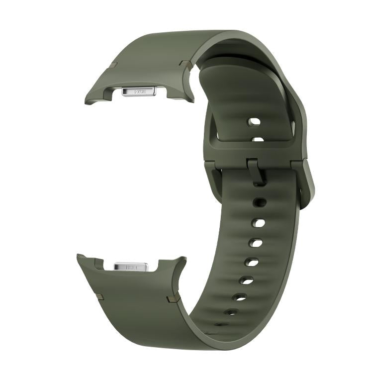 For Samsung Galaxy Watch8 40mm Speed Bezel and Solid Color Stitched Silicone Watch Band(Army Green Silver) - Watch Bands by buy2fix | Online Shopping UK | buy2fix