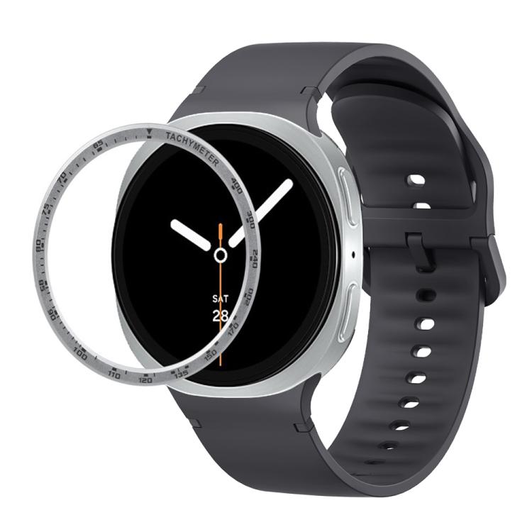 For Samsung Galaxy Watch8 40mm Speed Bezel and Solid Color Stitched Silicone Watch Band(Dark Gray Silver) - Watch Bands by buy2fix | Online Shopping UK | buy2fix