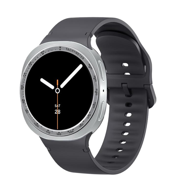 For Samsung Galaxy Watch8 40mm Speed Bezel and Solid Color Stitched Silicone Watch Band(Dark Gray Silver) - Watch Bands by buy2fix | Online Shopping UK | buy2fix