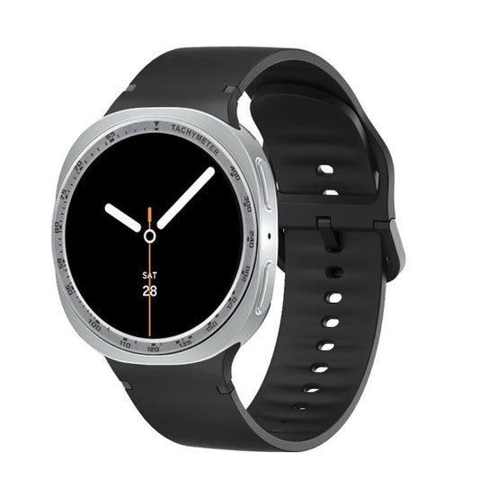 For Samsung Galaxy Watch8 40mm Speed Bezel and Solid Color Stitched Silicone Watch Band(Black Silver) - Watch Bands by buy2fix | Online Shopping UK | buy2fix