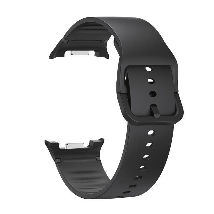 For Samsung Galaxy Watch8 40mm Speed Bezel and Solid Color Stitched Silicone Watch Band(Black Silver) - Watch Bands by buy2fix | Online Shopping UK | buy2fix