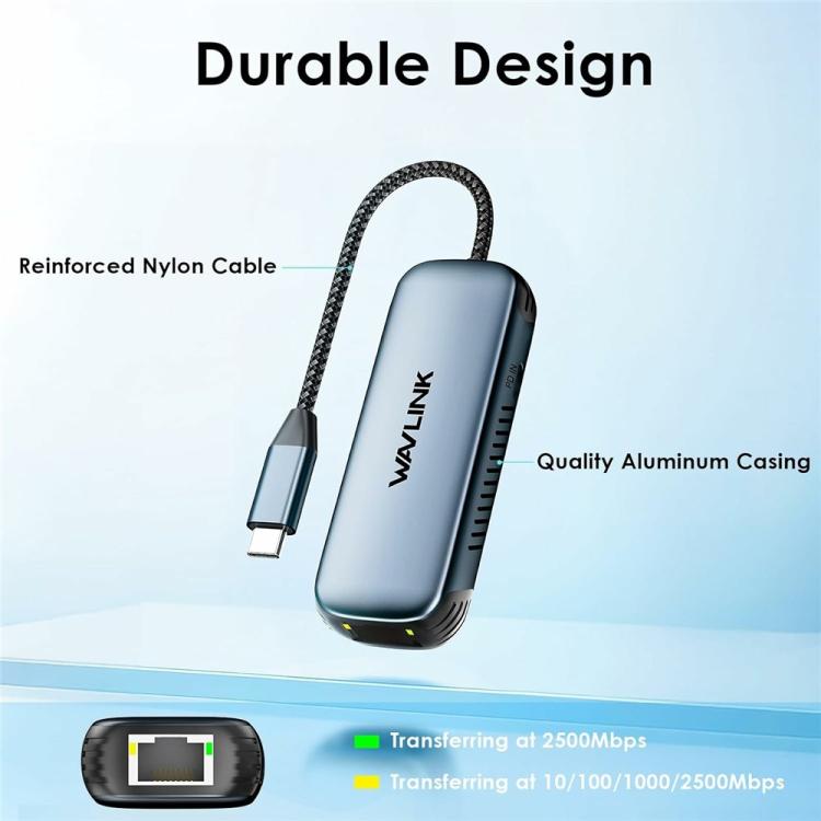 WAVLINK NWU330GD Support 95W PD Output USB-C to RJ45 2.5Gbps Network Converter - USB Network Adapter by WAVLINK | Online Shopping UK | buy2fix