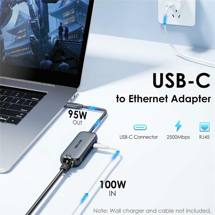WAVLINK NWU330GD Support 95W PD Output USB-C to RJ45 2.5Gbps Network Converter - USB Network Adapter by WAVLINK | Online Shopping UK | buy2fix