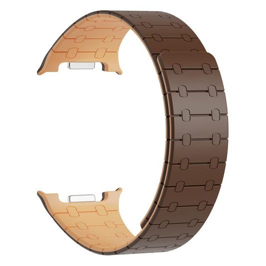 For Samsung Galaxy Watch8 / Watch8 Classic Integrated Magnetic Silicone Watch Band(Dark Brown+Light Brown) - Watch Bands by buy2fix | Online Shopping UK | buy2fix