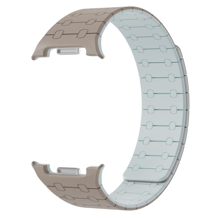 For Samsung Galaxy Watch8 / Watch8 Classic Integrated Magnetic Silicone Watch Band(Khaki+Light Cyan) - Watch Bands by buy2fix | Online Shopping UK | buy2fix