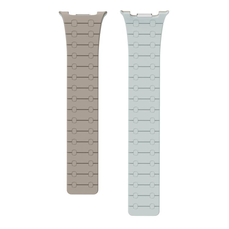 For Samsung Galaxy Watch8 / Watch8 Classic Integrated Magnetic Silicone Watch Band(Khaki+Light Cyan) - Watch Bands by buy2fix | Online Shopping UK | buy2fix