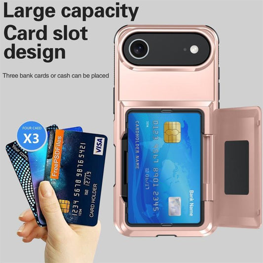 For iPhone 17 Air Kalebol Flip Card Wallet Holder Shockproof Phone Case(Blue) - iPhone 17 Air Cases by Kalebol | Online Shopping UK | buy2fix