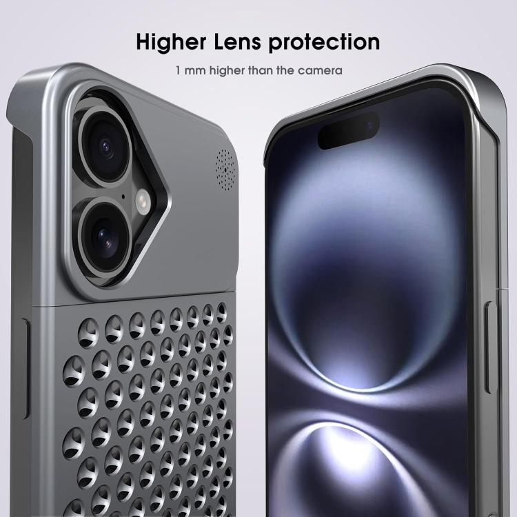 For iPhone 16 Kalebol Aromatherapy Aluminum Alloy Cooling Phone Case(Gray) - iPhone 16 Cases by Kalebol | Online Shopping UK | buy2fix