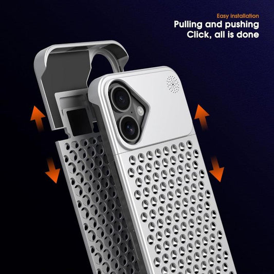 For iPhone 16 Kalebol Aromatherapy Aluminum Alloy Cooling Phone Case(Silver) - iPhone 16 Cases by Kalebol | Online Shopping UK | buy2fix