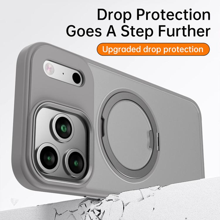 For iPhone 17 Pro Max Kalebol Rotating Magnetic Holder MagSafe Phone Case(Transparent Silver) - iPhone 17 Pro Max Cases by Kalebol | Online Shopping UK | buy2fix