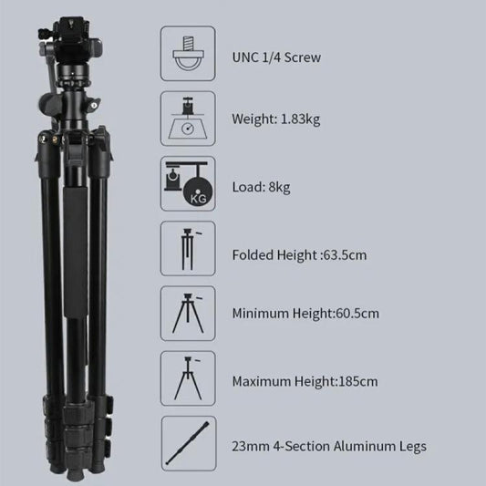 JMARY KS355+HG60 360 Degree Panoramic Ball Head DSLR Camera 2-in-1 Monopod Tripod - Tripods by Jmary | Online Shopping UK | buy2fix