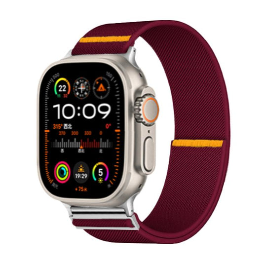 For Apple Watch 46mm / 49mm / 45mm / 44mm Adjustable Single Loop Elastic Nylon Watch Band(Burgundy) - Watch Bands by buy2fix | Online Shopping UK | buy2fix
