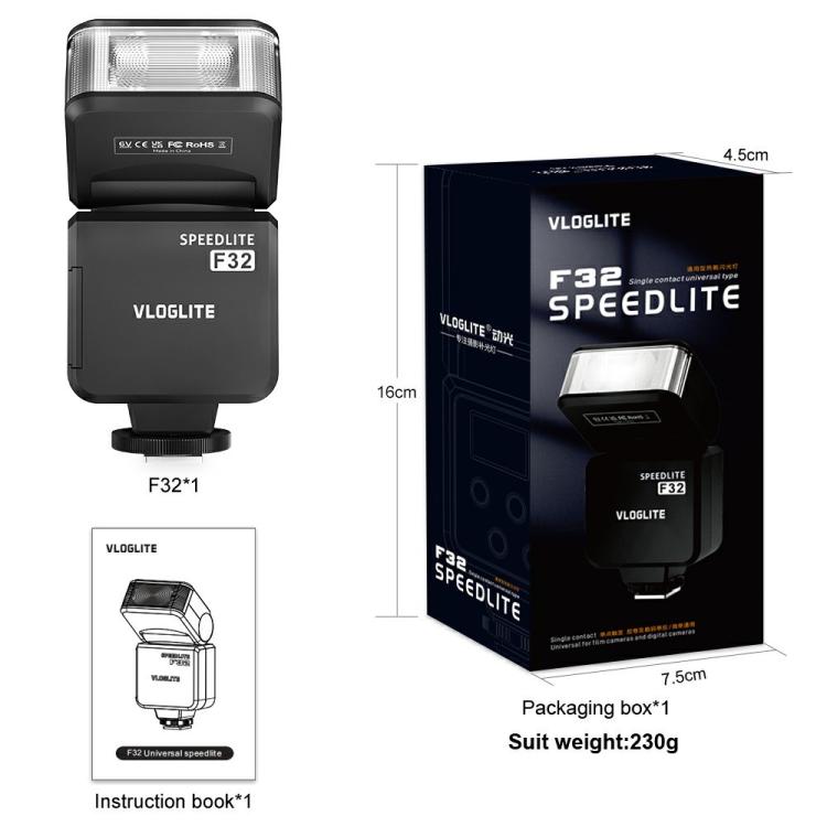 VLOGLITE F32 For Fuji Nikon Canon Sony DSLR Camera External Flash Light Portable Hot Shoe Light - by VLOGLITE | Online Shopping UK | buy2fix