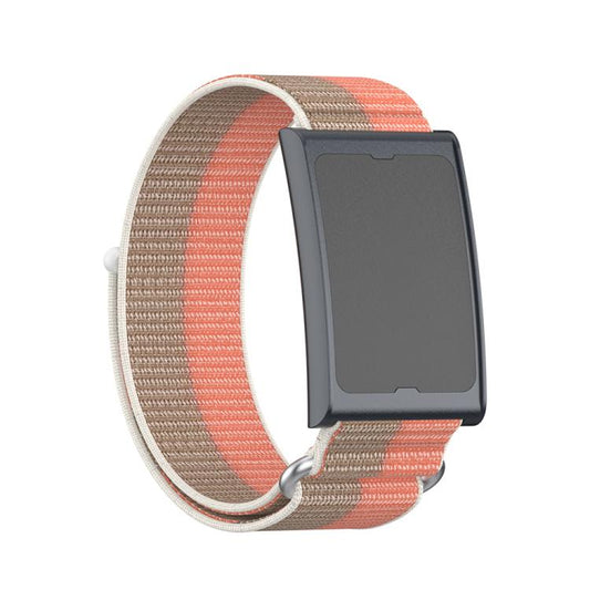 For Amazfit Helio Strap Metal Ring Two Sections Nylon Hook and Loop Fastener Watch Band(Teak Pink) - Watch Bands by buy2fix | Online Shopping UK | buy2fix