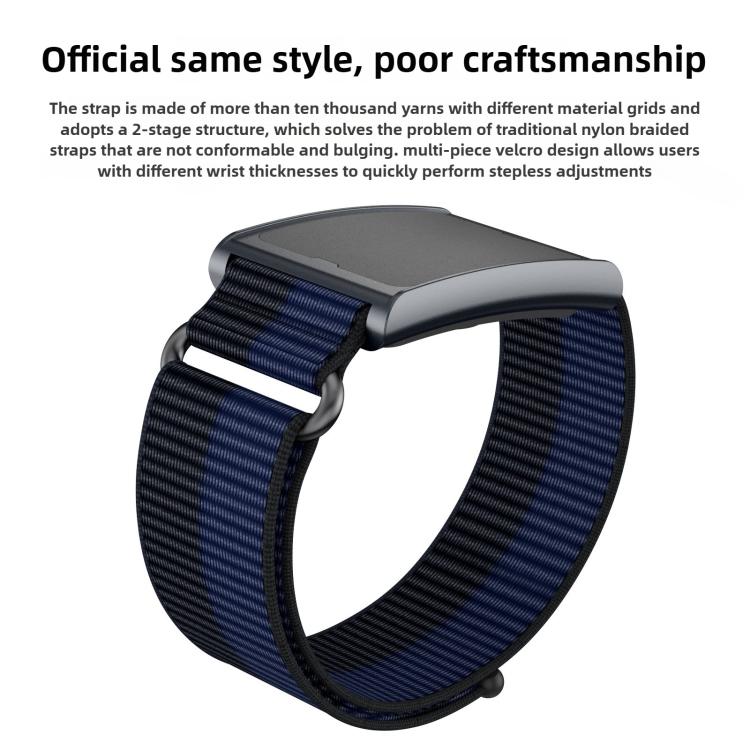 For Amazfit Helio Strap Metal Ring Two Sections Nylon Hook and Loop Fastener Watch Band(Dome Gray) - Watch Bands by buy2fix | Online Shopping UK | buy2fix