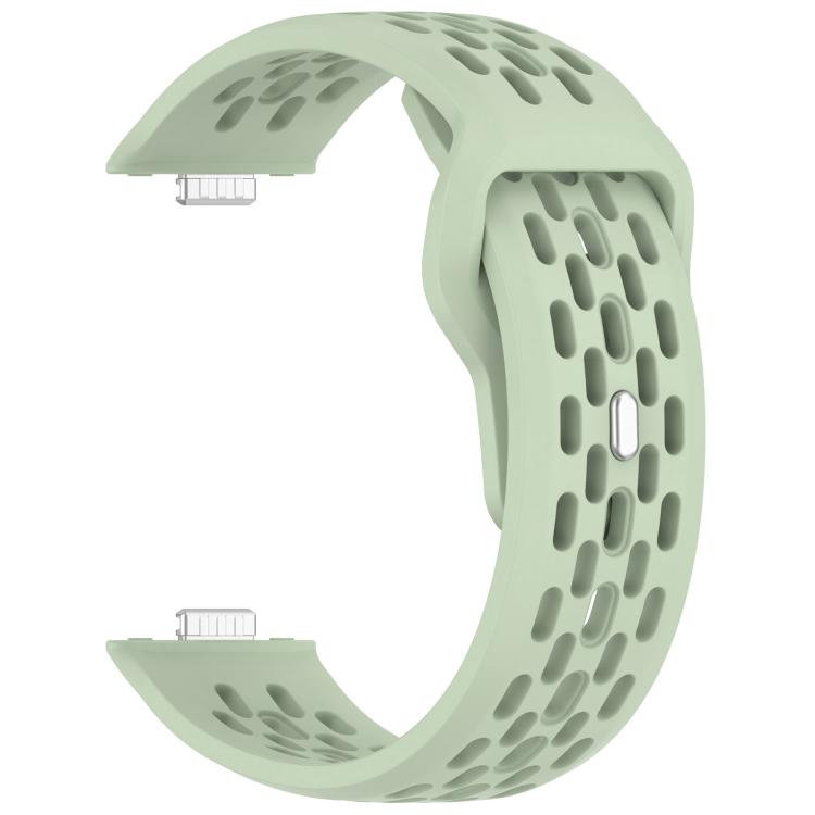 For Huawei Watch Fit4 / Fit4 Pro / Fit3 Mesh Silver Reverse Steel Buckle Silicone Watch Band(Green) - Watch Bands by buy2fix | Online Shopping UK | buy2fix