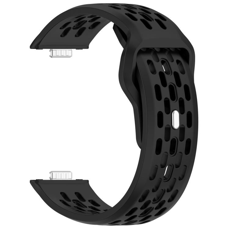 For Huawei Watch Fit4 / Fit4 Pro / Fit3 Mesh Silver Reverse Steel Buckle Silicone Watch Band(Black) - Watch Bands by buy2fix | Online Shopping UK | buy2fix