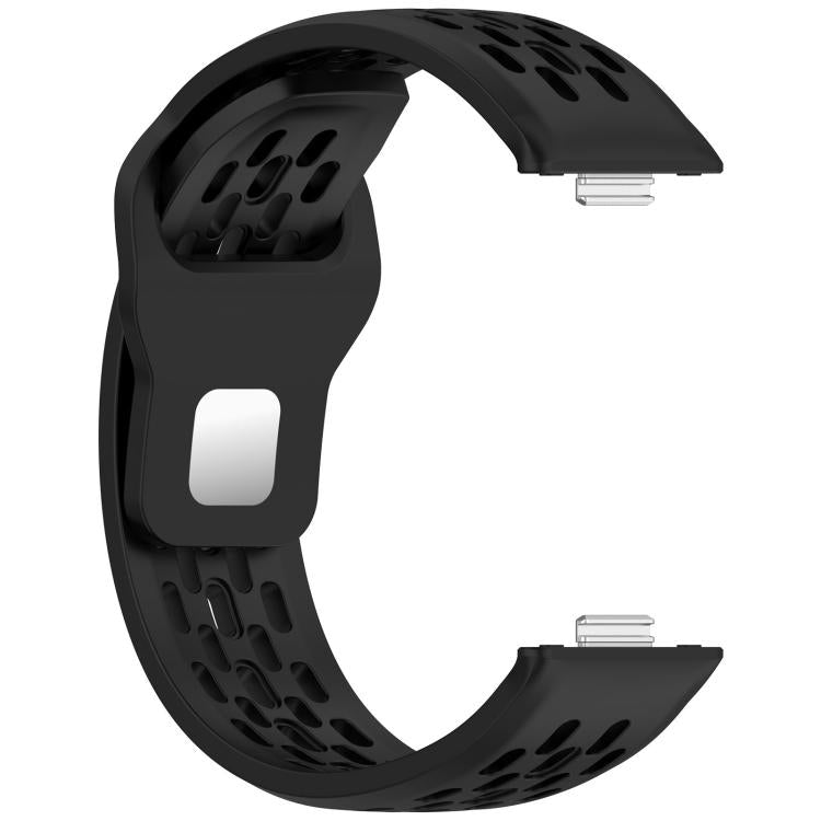 For Huawei Watch Fit4 / Fit4 Pro / Fit3 Mesh Silver Reverse Steel Buckle Silicone Watch Band(Black) - Watch Bands by buy2fix | Online Shopping UK | buy2fix