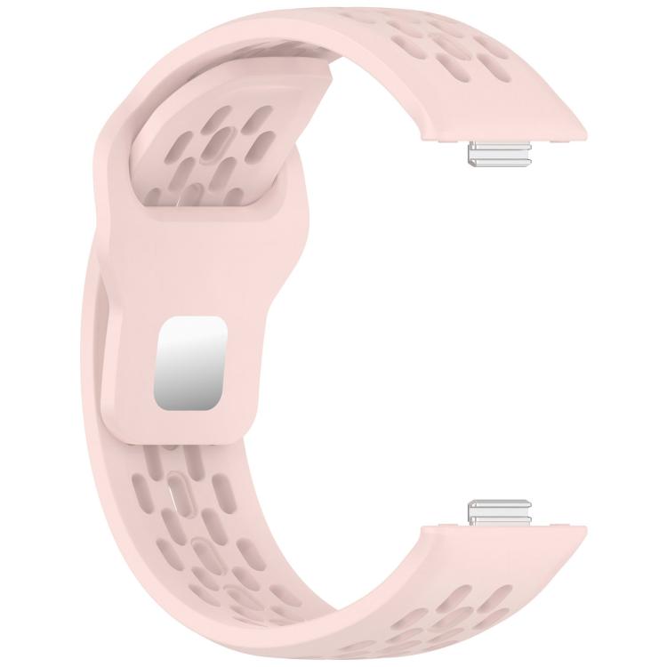 For Huawei Watch Fit4 / Fit4 Pro / Fit3 Mesh Silver Reverse Steel Buckle Silicone Watch Band(Light Pink) - Watch Bands by buy2fix | Online Shopping UK | buy2fix