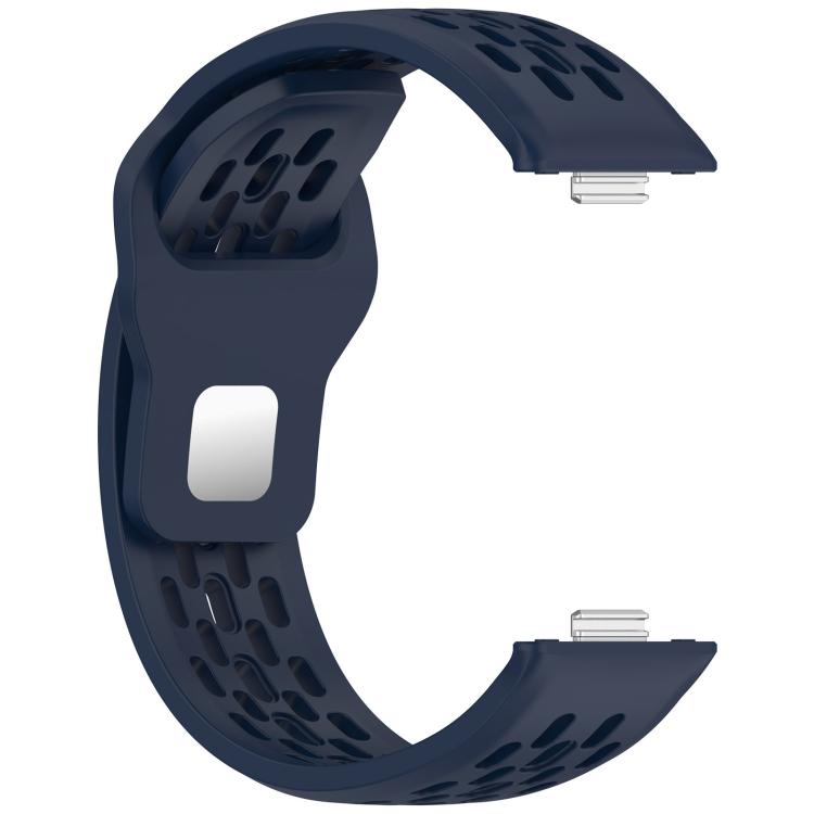 For Huawei Watch Fit4 / Fit4 Pro / Fit3 Mesh Silver Reverse Steel Buckle Silicone Watch Band(Midnight Blue) - Watch Bands by buy2fix | Online Shopping UK | buy2fix