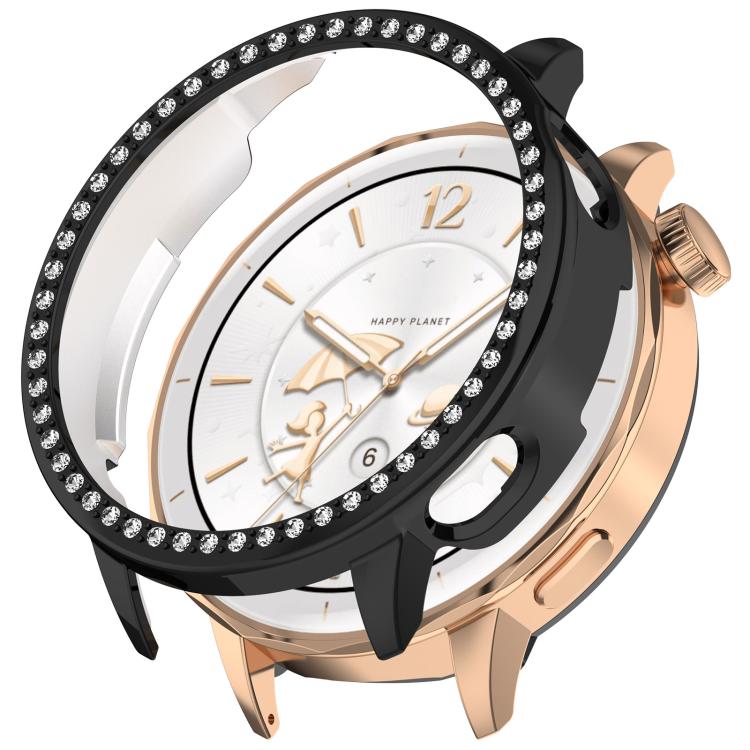 For OnePlus Watch 3 43mm Single Row Diamond Half Coverage Hollow PC Watch Protective Cover(Black) - Watch Case by buy2fix | Online Shopping UK | buy2fix