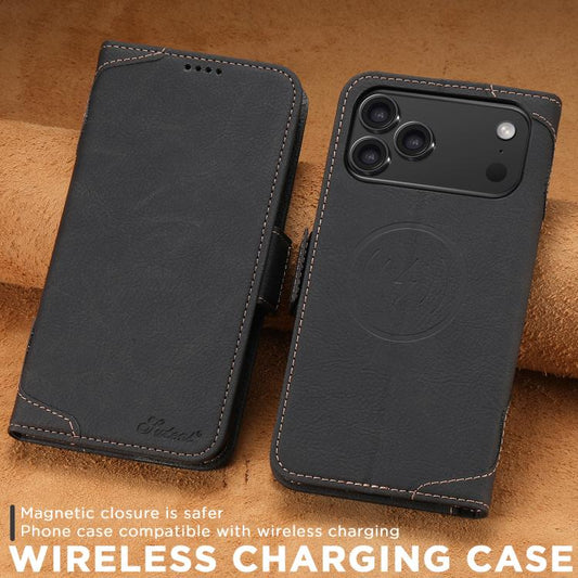 For iPhone 17 Pro SUTENI J07 Multifunctional Horizontal Flip Magsafe Leather Phone Case(Black) - iPhone 17 Pro Cases by Suteni | Online Shopping UK | buy2fix