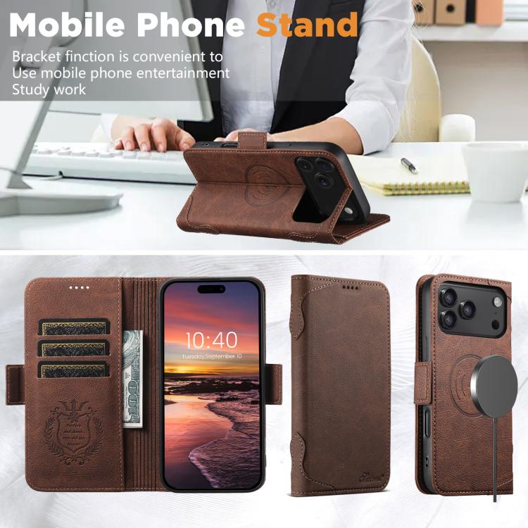 For iPhone 17 Pro SUTENI J07 Multifunctional Horizontal Flip Magsafe Leather Phone Case(Brown) - iPhone 17 Pro Cases by Suteni | Online Shopping UK | buy2fix