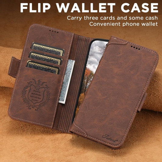 For iPhone 17 Air SUTENI J07 Multifunctional Horizontal Flip Magsafe Leather Phone Case(Brown) - iPhone 17 Air Cases by Suteni | Online Shopping UK | buy2fix
