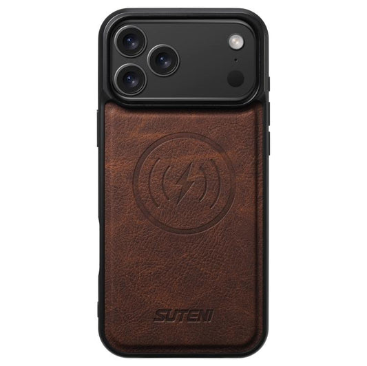 For iPhone 17 Pro Max Suteni G5 Litchi Leather Magnetic MagSafe Phone Case(Brown) - iPhone 17 Pro Max Cases by Suteni | Online Shopping UK | buy2fix