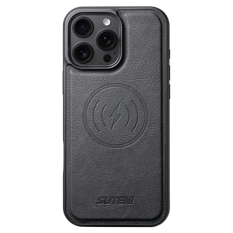 For iPhone 16 Pro Max Suteni G5 Litchi Leather Magnetic MagSafe Phone Case(Black) - iPhone 16 Pro Max Cases by Suteni | Online Shopping UK | buy2fix