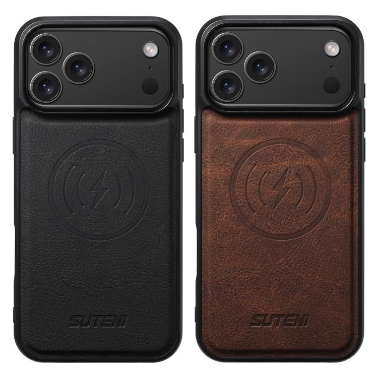 For iPhone 16 Suteni G5 Litchi Leather Magnetic MagSafe Phone Case(Brown) - iPhone 16 Cases by Suteni | Online Shopping UK | buy2fix